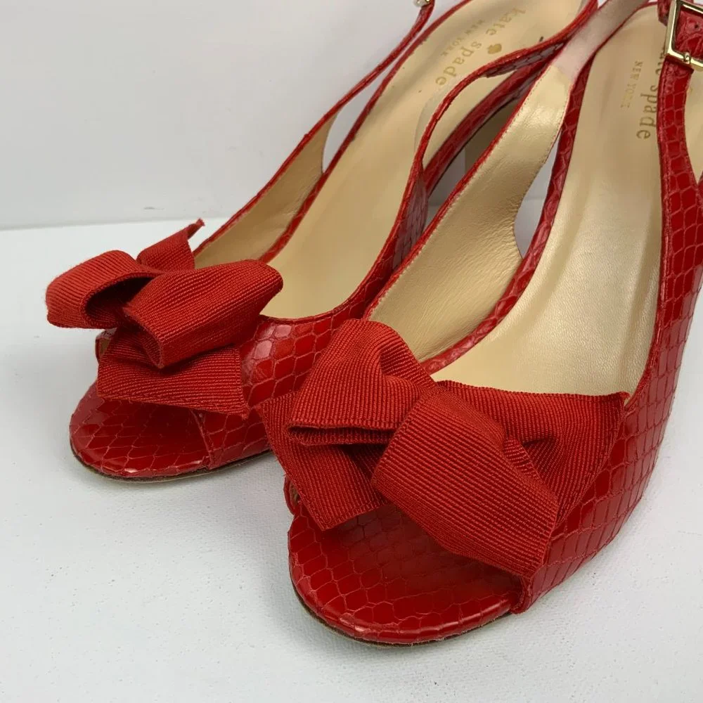 Kate Spade New York Scarlet Red Slingback Heels Pumps Italy Sz 9